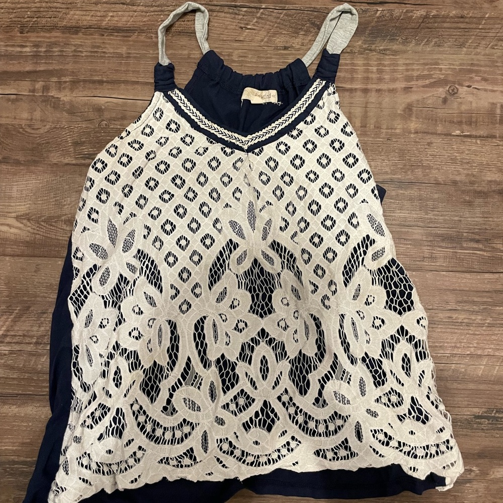 Kid’s White and Blue Lace Tank Top from REWIND size: S